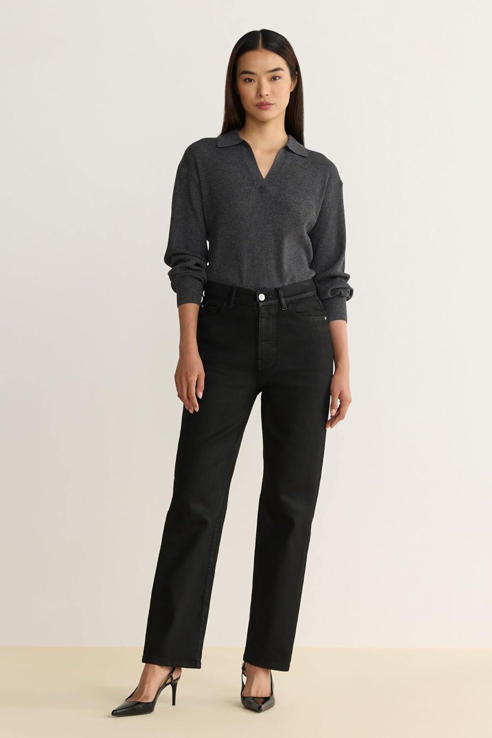 Warp + Weft Women's ASE High-Rise Straight Jeans – Tencel Stretch Denim - Image 2