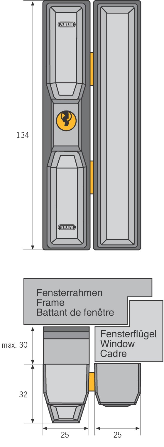 Abus Fts88 Serratura con Blocco, Blocco per Finestre con Doppio Chiavistello Ad Incastro, Serratura Multipla, Livello di Sicurezza: 9, 35232, Bianco