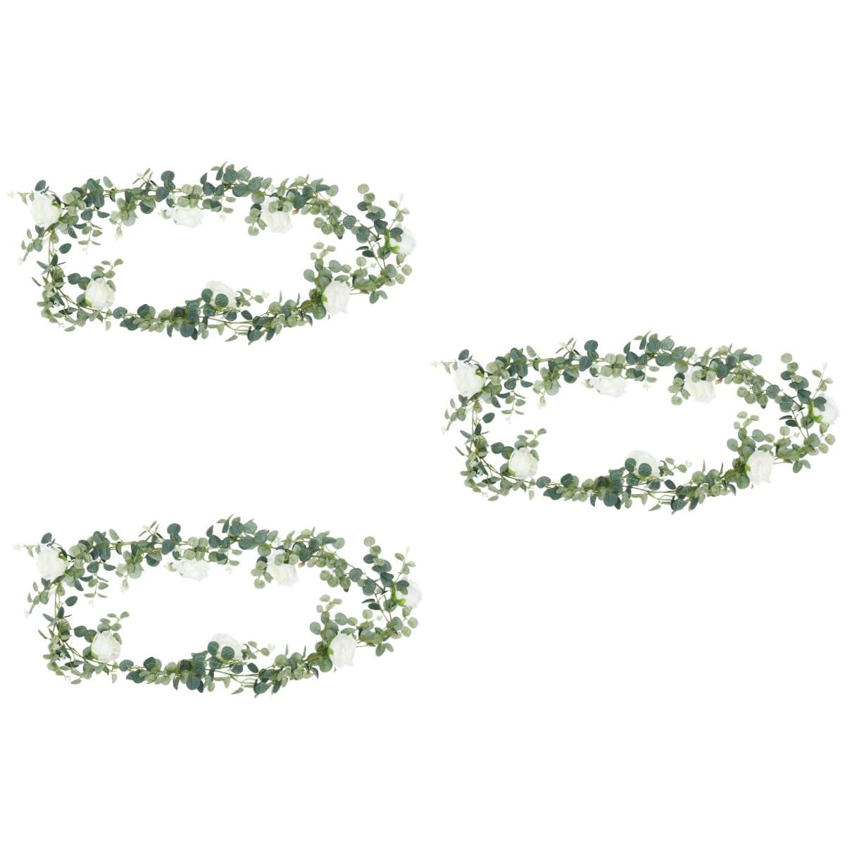 Cabilock 3stücke Künstliche Eukalyptus Und Rosen-Girlande Aus Rattan Lange Wanddekoration Für Hochzeiten Partys Und Wohnräume Umweltfreundliches Material Einfach Zu Reinigen