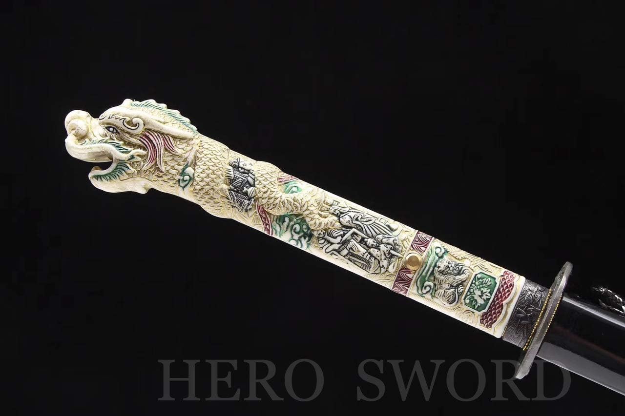 Spring Steel Blade Dragon Head Katana Handmade Full Tang Japanese Samurai Sword Real Very Sharp Highlander Sword