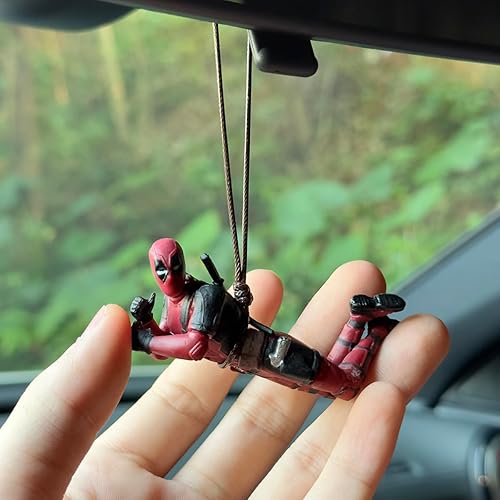 Miniatura 5 de Divertidos accesorios colgantes de espejo de coche de anime, colgante de coche, adornos de Deadpol, decoración de espejo retrovisor automático,
