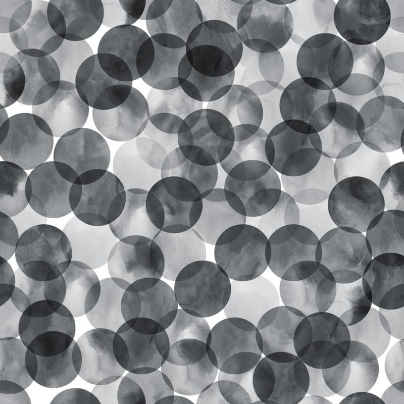100% Cotton Poplin Fabric Bokeh Polka Dots Bubbles Circles Spots 112cm Wide (Price Per Metre) (Grey)