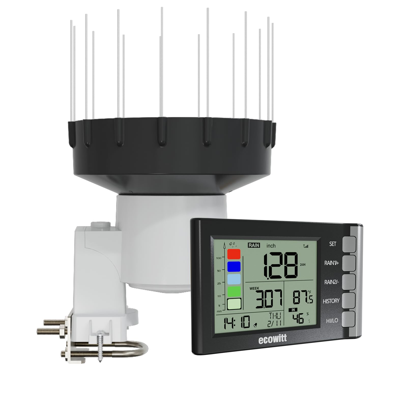 ECOWITT WH5360H Pluviometro digitale 3 in 1 ad alta precisione con termometro e igrometro interno