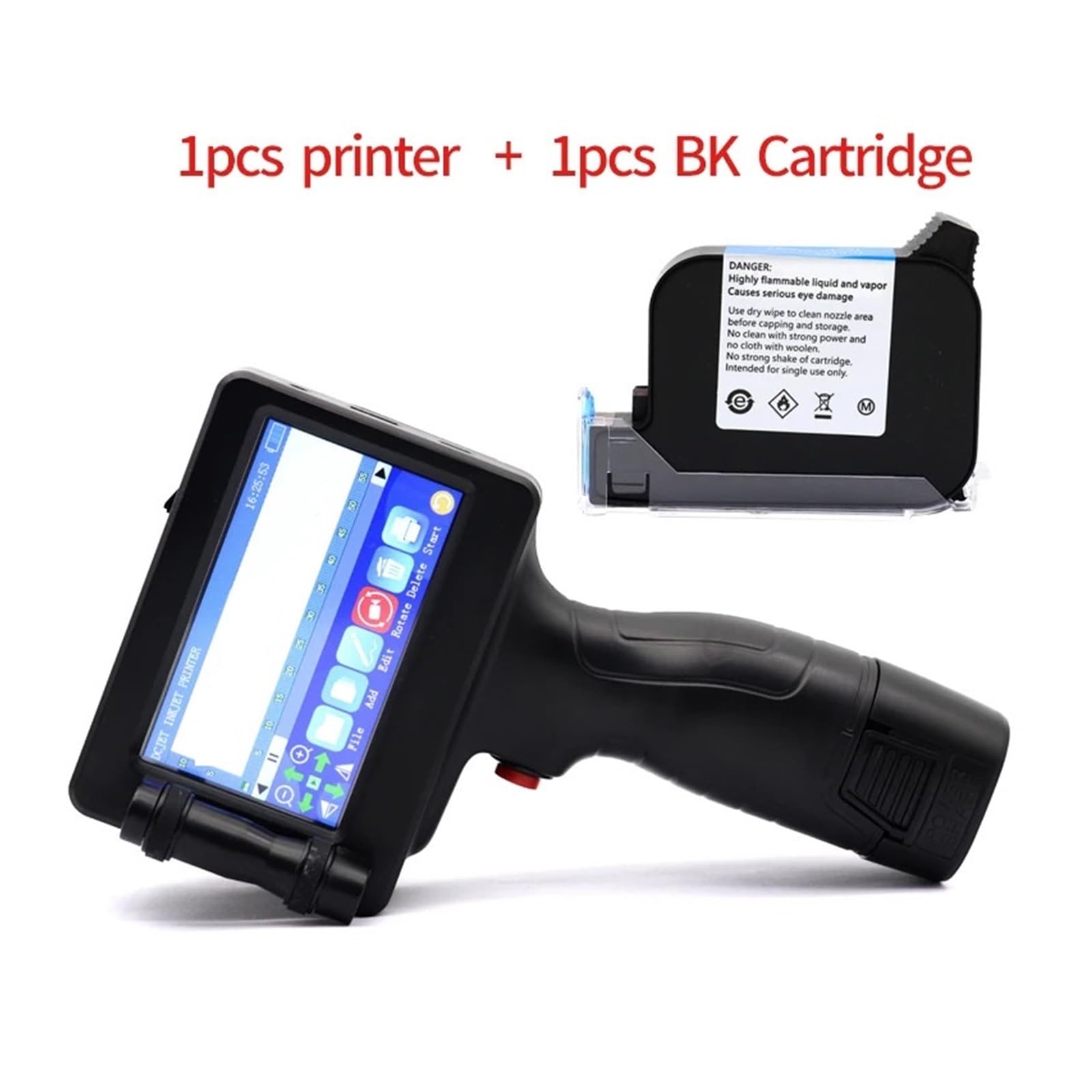 Stampante a getto d'inchiostro portatile da 12,7 mm 2588+ for codice a barre QR Data Numero Logo Data di scadenza Su Cartone, Legno(1 Printer 1cartridge)