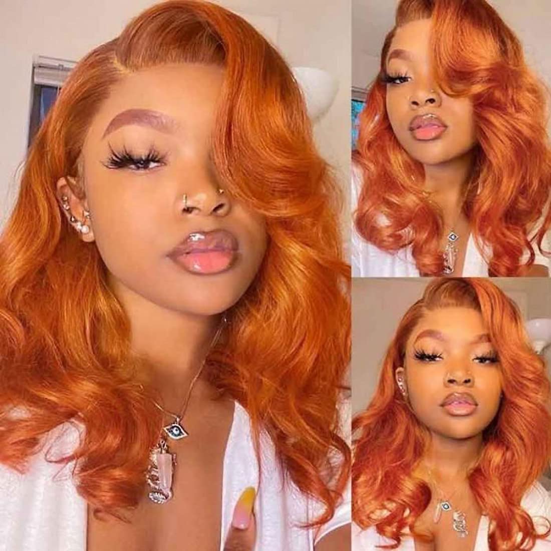 Amazon.com : UNICE 12A Body Wave Ginger Lace Front Wigs Human Hair Cinnamon  Orange Ginger Colored Glueless Lace Frontal Wigs Pre Plucked with Baby Hair  Naural Hairline 180% Density 18 Inch :