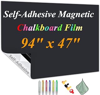 JUMUBOARD Self-Adhesive Magnetic Chalkboard Wallpaper, 94" x 47"(240x120cm) | Peel and Stick Magnetic Blackboard Wall Sticker, No Ghosting, Includes Chalk, Eraser & Magnets for Home, Office & Classroom