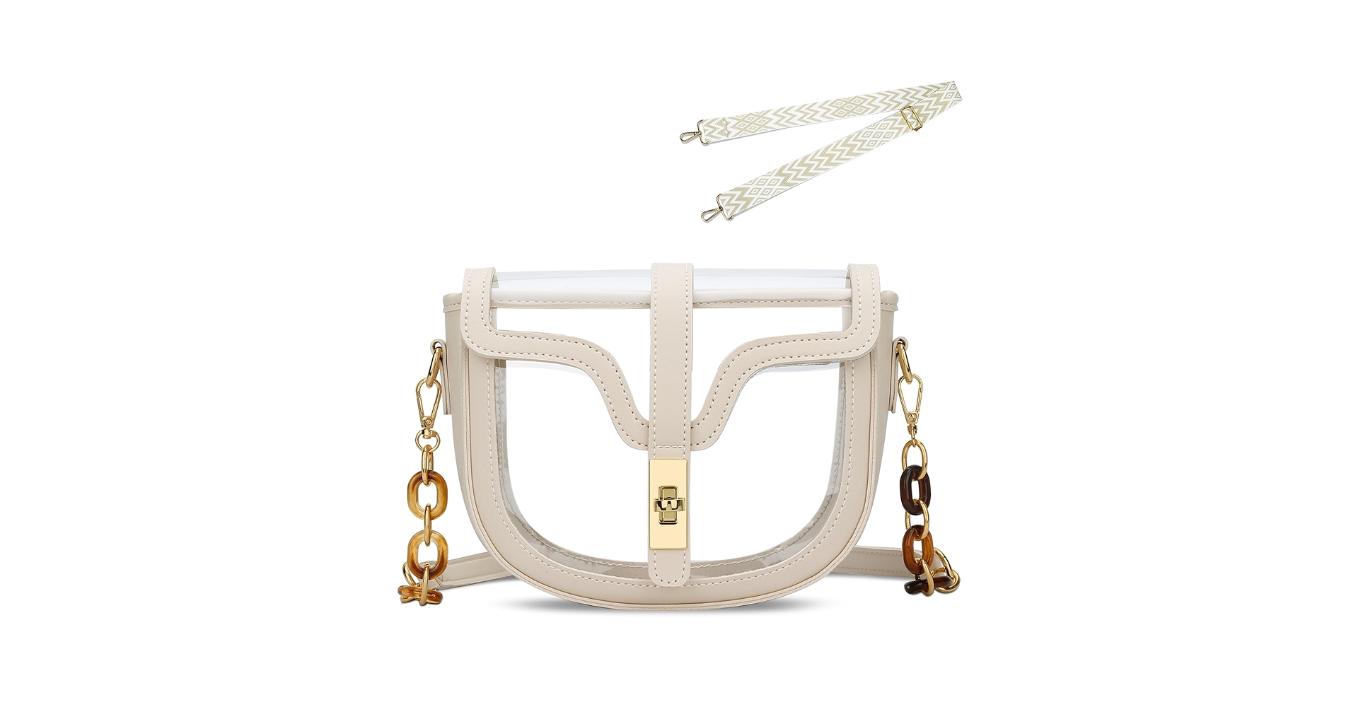 KKXIU Clear Crossbody Bag for Women Stadium Approved Vegan