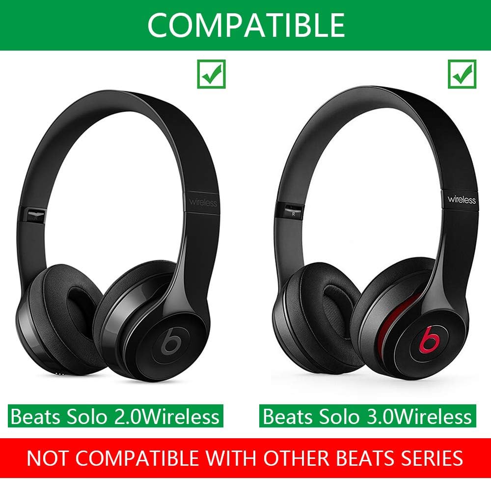 Beats Solo 2.0/3.0 Replacement Earpads, Protein Leather/Memory Foam Ear Cushion Pads Cover Ear Cups for Beats Solo 2.0/3.0 Wireless On Ear Headphones ONLY,White