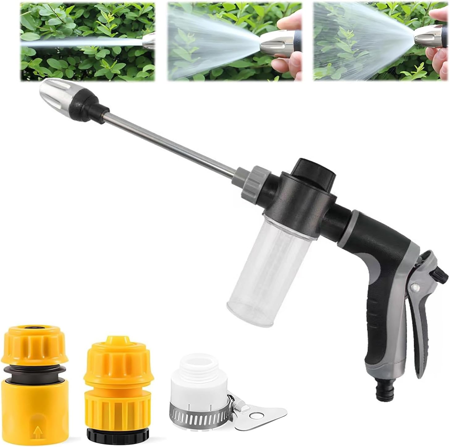 2026 High-Pressure Washer Nozzle for Garden Hose, Fits Any Standard Hose, 360° Rotation, Suitable for Three Spray Modes, Heavy-Duty Spray Nozzle for Cleaning Patio, Car & Driveway (B)