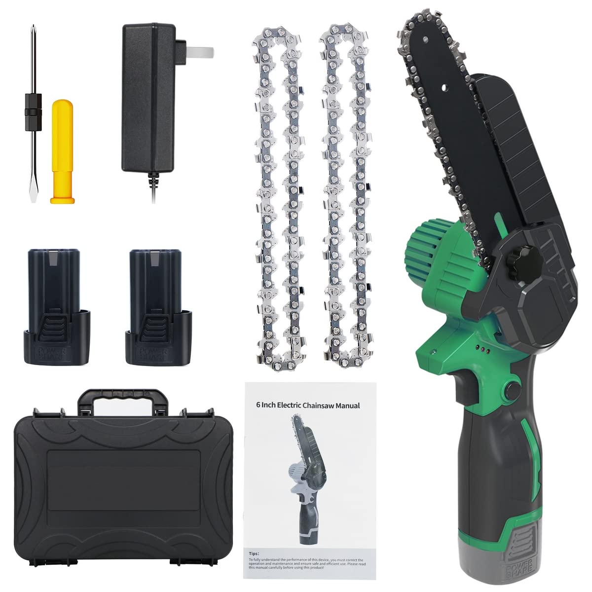 Mini Chainsaw, Electric Chainsaw Set 6 inch Cordless Chainsaw Mini 16