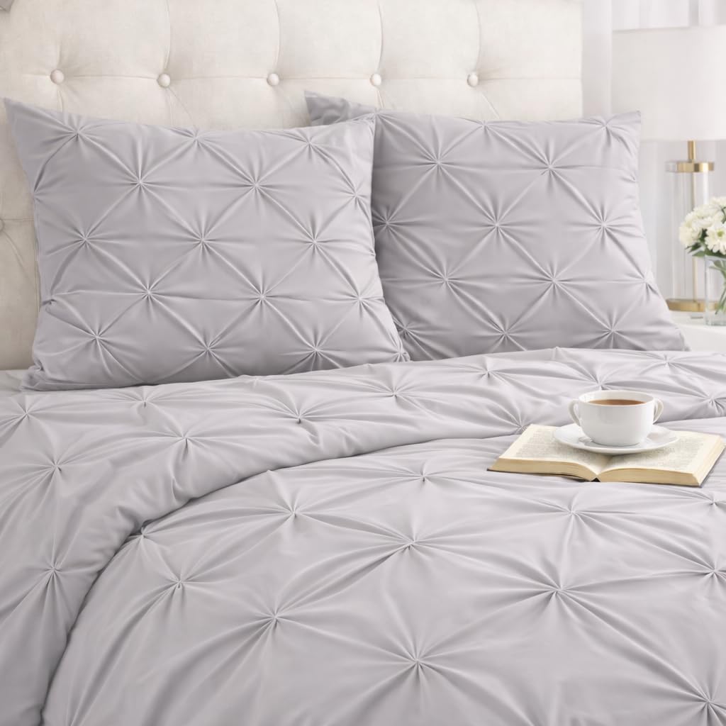 COTTON STICH Standard Pillow Shams – Set of 2, 20x26, Silver Grey, Pinch Pleated Design, Zipper Closure – 100% Egyptian Cotton, 600 Thread Count