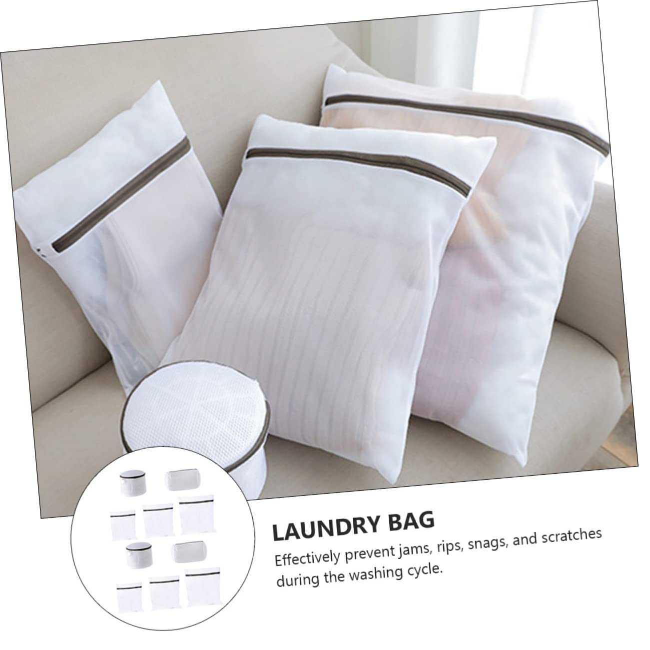 2 Sätze Wäschesack Schutzsack Maschine Tasche Behälter Korb Wäschenetzbeutel Wäschesack Für Bhs Wäschesack Waschen Bh-waschbeutel Wäschereißverschlussbeutel Nylon Weiß 10 Stück * 2