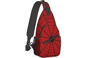 Red Spider Web Drawstring Casual Polyester Repelling Belt Bag, Multi-use Waterproof Fanny...