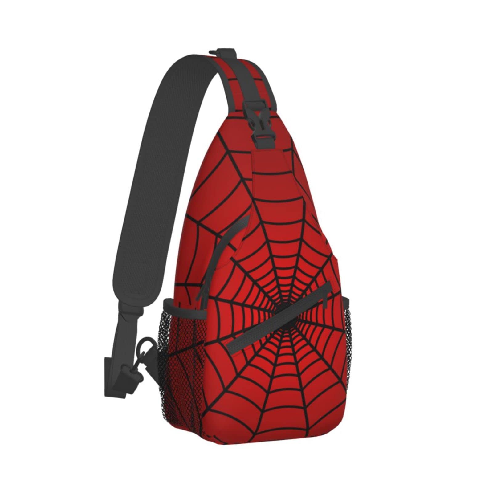ChayberRed Spider Web Sling Bag Crossbody Travel Hiking Backpack Daypack for Women Men Unisex，Shoulder Chest Bags Cycling Gym One Size