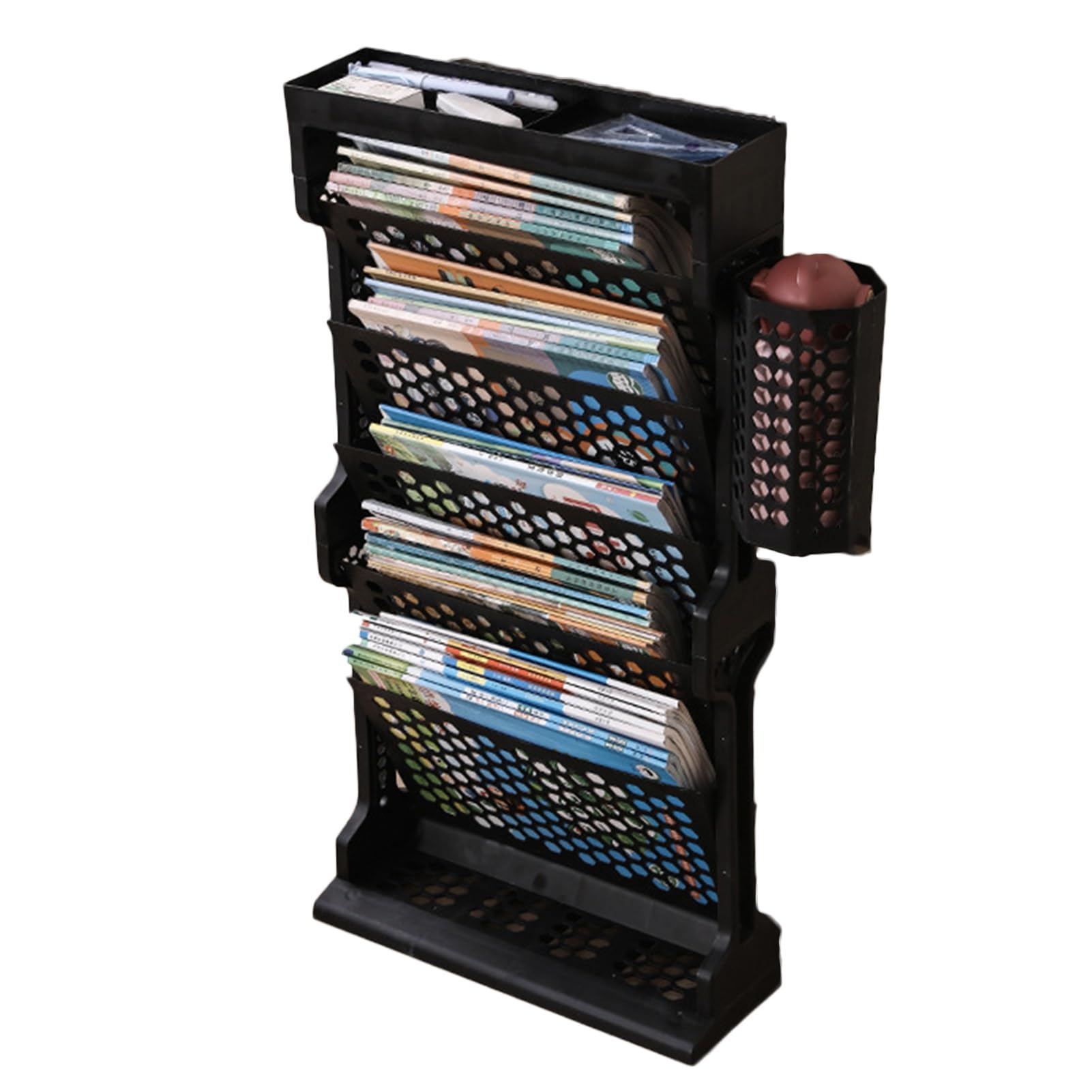 TUOYIBO Mobile Bookshelf Cart,Double Sided Book with Wheels,5 Tier Movable Unique Bookcase Small Rolling Organizer Bookshelf,Ideal for Home,Office,Classroom
