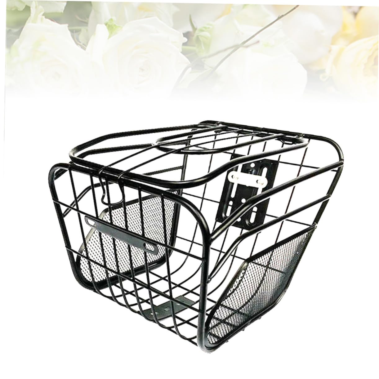 Abaodam Electric Hanging Bike Basket Cargo with Cover Durable Weather Front Storage for Cycling Black Convenient and Secure Carrying for Bicycles