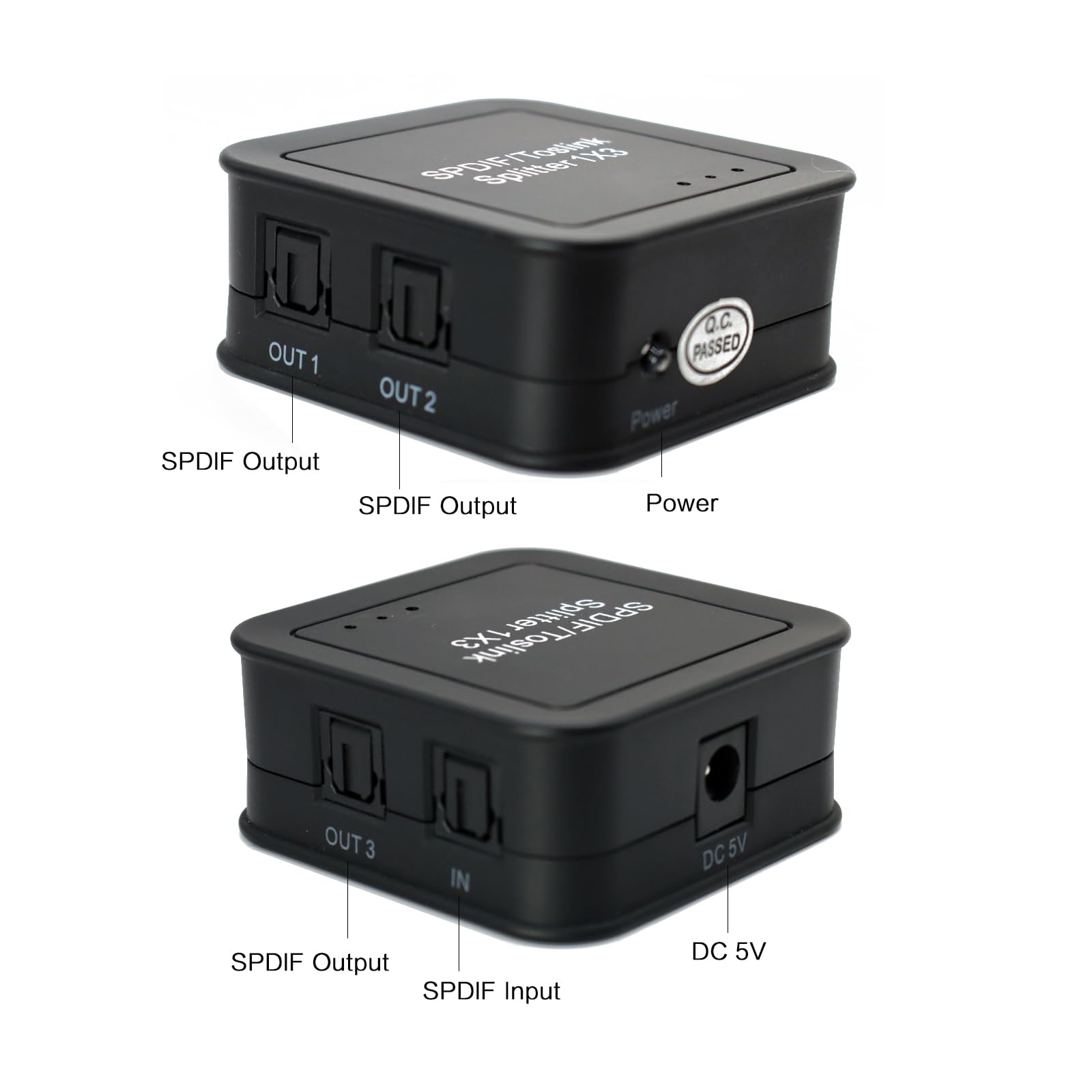 Divisor de audio óptico digital 1x3, divisor de audio óptico DOREWINAUD SPDIF/Toslink, compatible con Dolby Digital y DTS 5.1 para PS3, Xbox, Blue-Ray DVD, HDTV, TV Box, 1 entrada 3 salidas