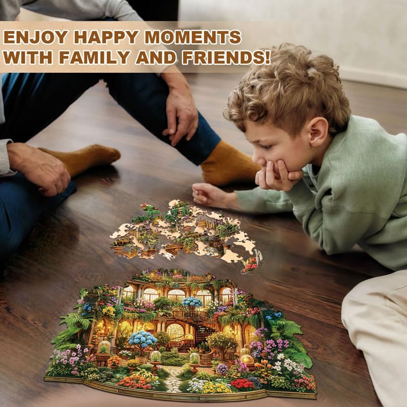 Jigfoxy Wooden Puzzles for Adults, Mystic Garden Hall Wood Puzzles Adult, How Many Fairies Can You Find in This Puzzle, Birthday Gifts for Puzzle Lovers, Family, Friend (M-11.4 * 11.4in-185pcs)