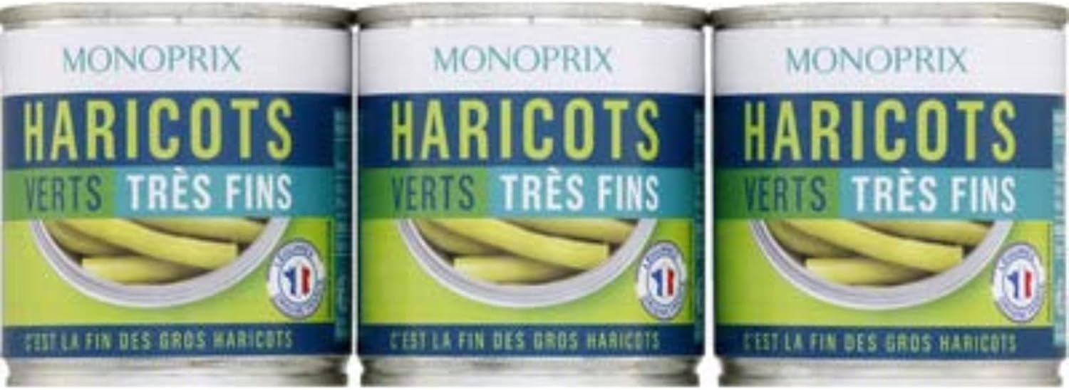 Monoprix Haricots verts très fins coupés - Les 3 boîtes de 110g net ...