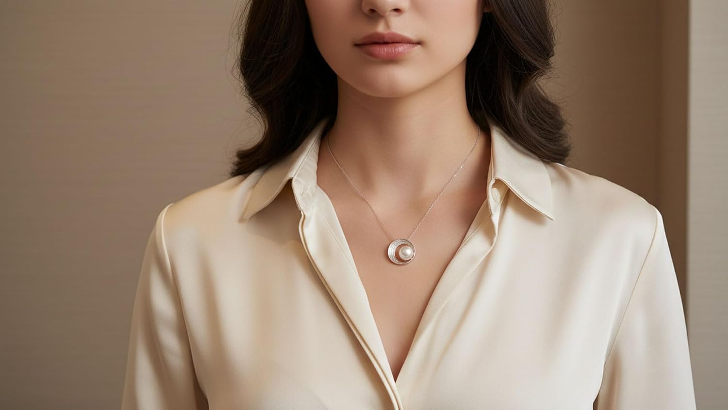 10mm Freshwater Cultured Pearl 925 Sterling Silver Moon Pendant Necklace, Anniversary Birthday Gifts for Women Mom Daughter Wife Girlfriend, 16-18 inch