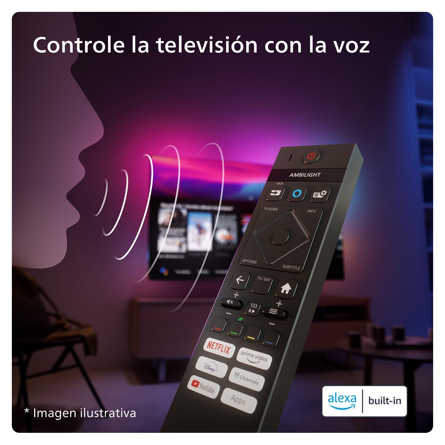 Philips Ambilight 65PUS8109 Smart TV 4K LED - Pantalla de 65 Pulgadas con Plataforma Titan OS, Pixel Precise Ultra HD y Sonido Dolby Atmos, Funciona con Alexa y Asistente de Google - Cromo Satinado