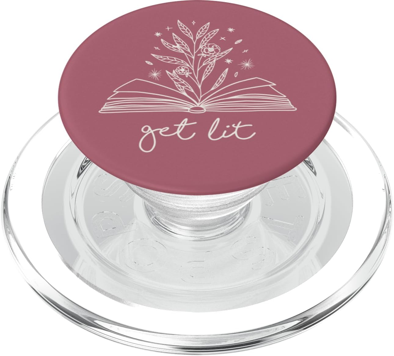 Get Lit - Cute Book Lover Reading Design (Berry Mauve) PopSockets MagSafe PopGrip for iPhone