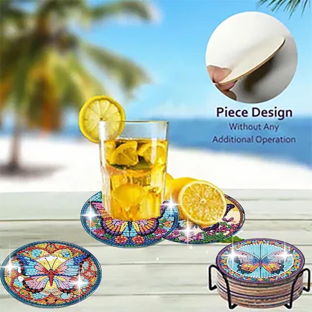 8 Pack Diamond Art Coasters,Butterfly Diamond Painting Coasters Kits thumbnail