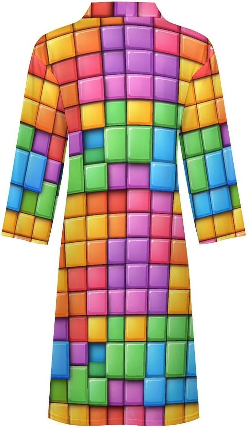 Colorful Brick Mens Robe Long Bathrobe for Women Bath Robes Lightweight Soft Printed Sleepwear