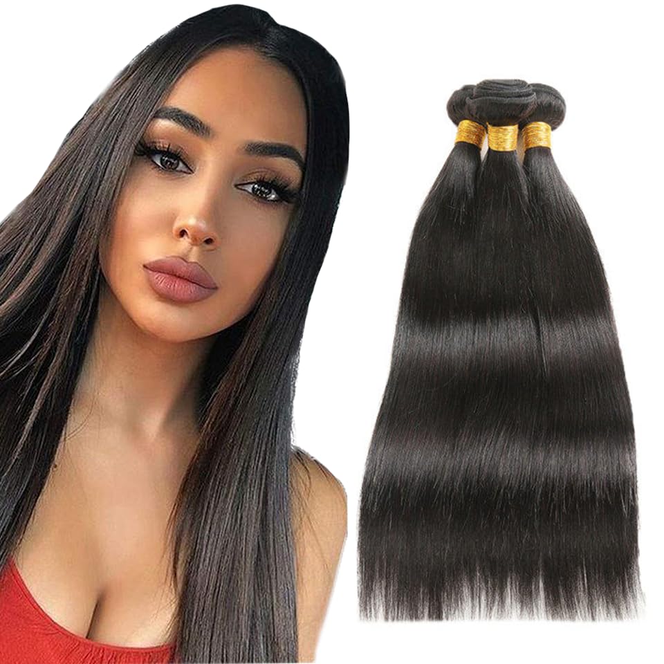 Extension cheveux humains lisses brésiliens haut de gamme sans perte couleur noir naturel
