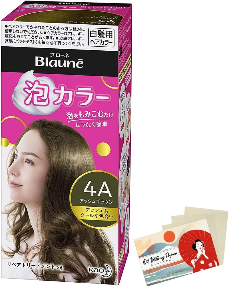 Kao Blaune Bubble Hair Color For Gray Hair - 4A Ash Brown (Green Tea Set)