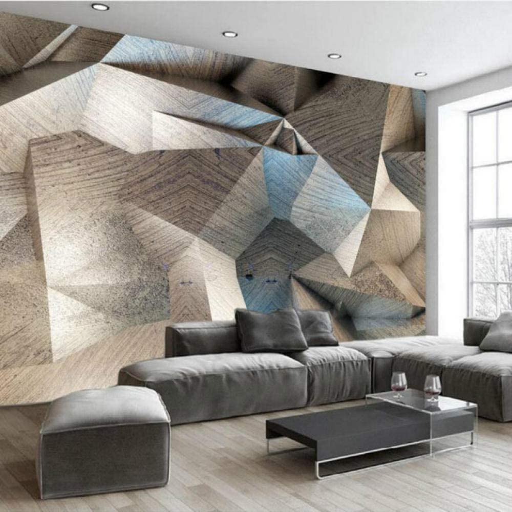 Moderno 3D Stile Industriale Geometrico Grigio Carta Da Parati Adesivi Murali Stick E Peel Carta Da Parati Rimovibile Murale Per Soggiorno Ufficio Ristorante Dell' 350 (larghezza) x 256 (altezza) cm