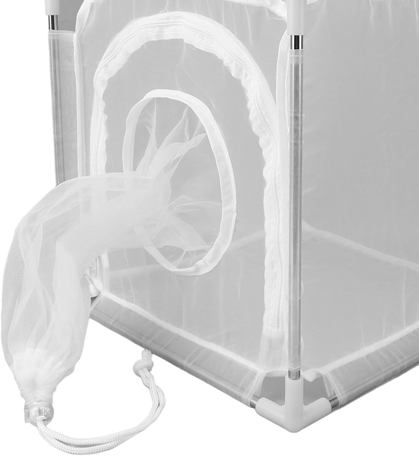 TOPINCN Fly Mesh Cage, Nylon Terrarium with Stainless Steel Rods, White Transparent Net Cage for Fly Breeding Observation, Home Lab Use