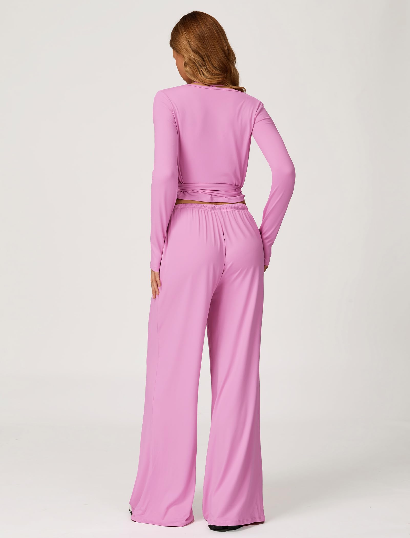 IDOPIP Maglia avvolgente da donna: maglietta sportiva con scollo a V, opaca, a maniche lunghe, per fitness, yoga, allenamento, pilates