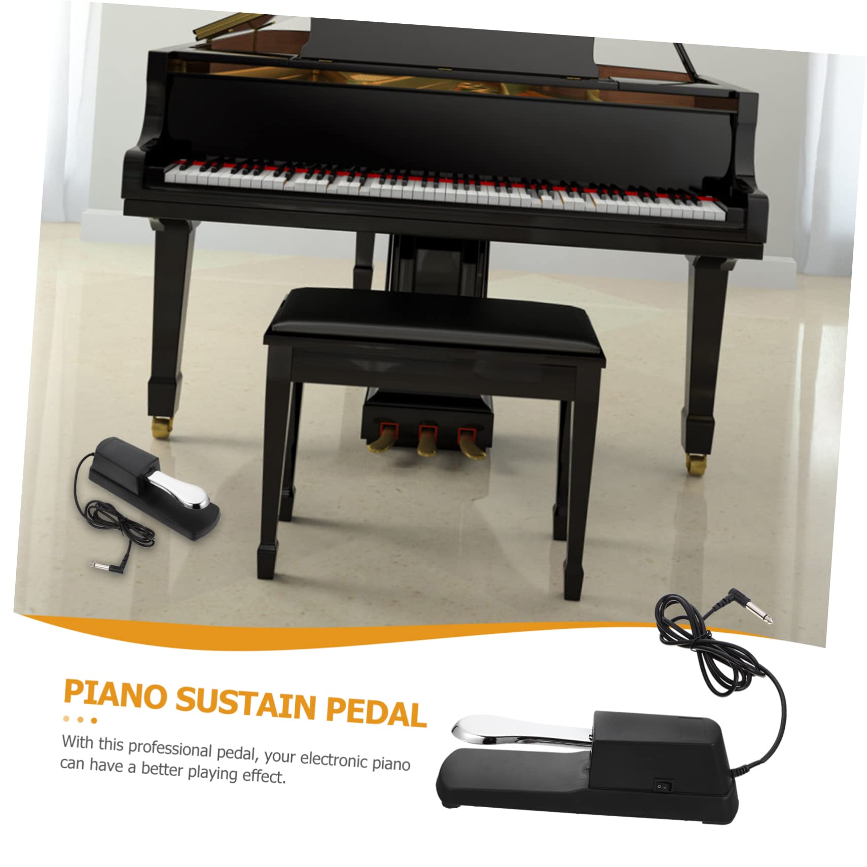 HEMOTON Electronic Piano Foot Pedal Midi Pedal for Keyboard Piano Sustain Pedal Portable Piano Pedal Silver