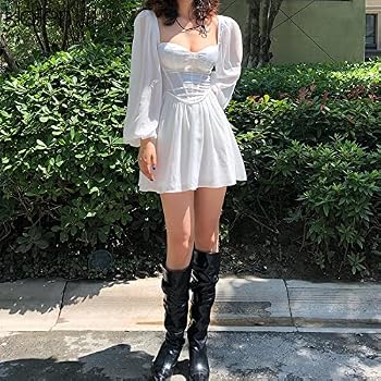 GGOOB Cottagecore Dress Corset Dress for Women Fairy Clothes Cottagecore Dress Cottagecore Clothing, White, S: Buy Online at Best Price in Egypt