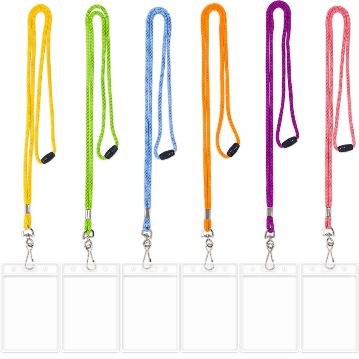 Ceiba Tree 24 Bright Lanyards with ID Badge Holders Quick Release Safety Lanyard for Kids Hall Pass Lanyard VBS School Supply