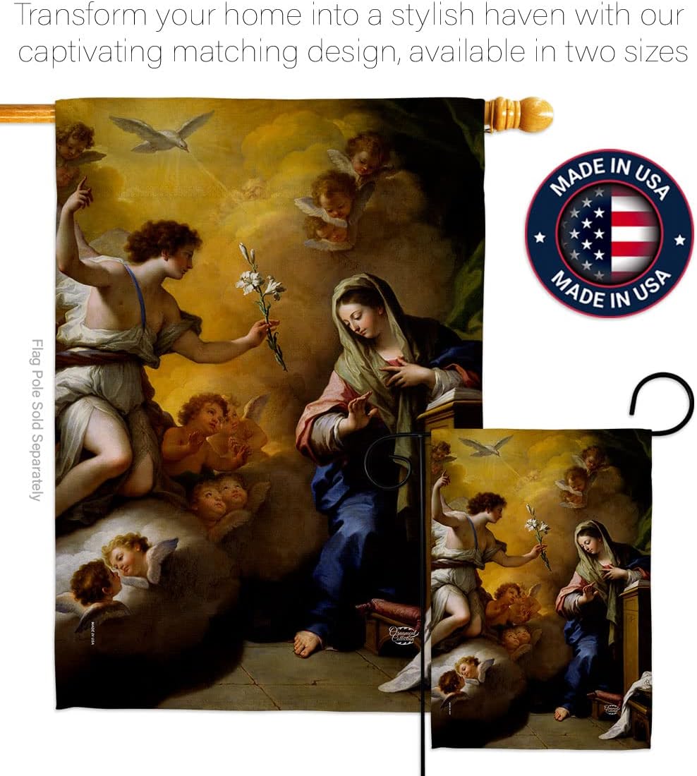 Feast of The Annunciation Garden Flag Religious Faith Hope Grace Peace Dove Christian Religion Easter House Decoration Banner Small Yard Gift Double-Sided, Made in USA