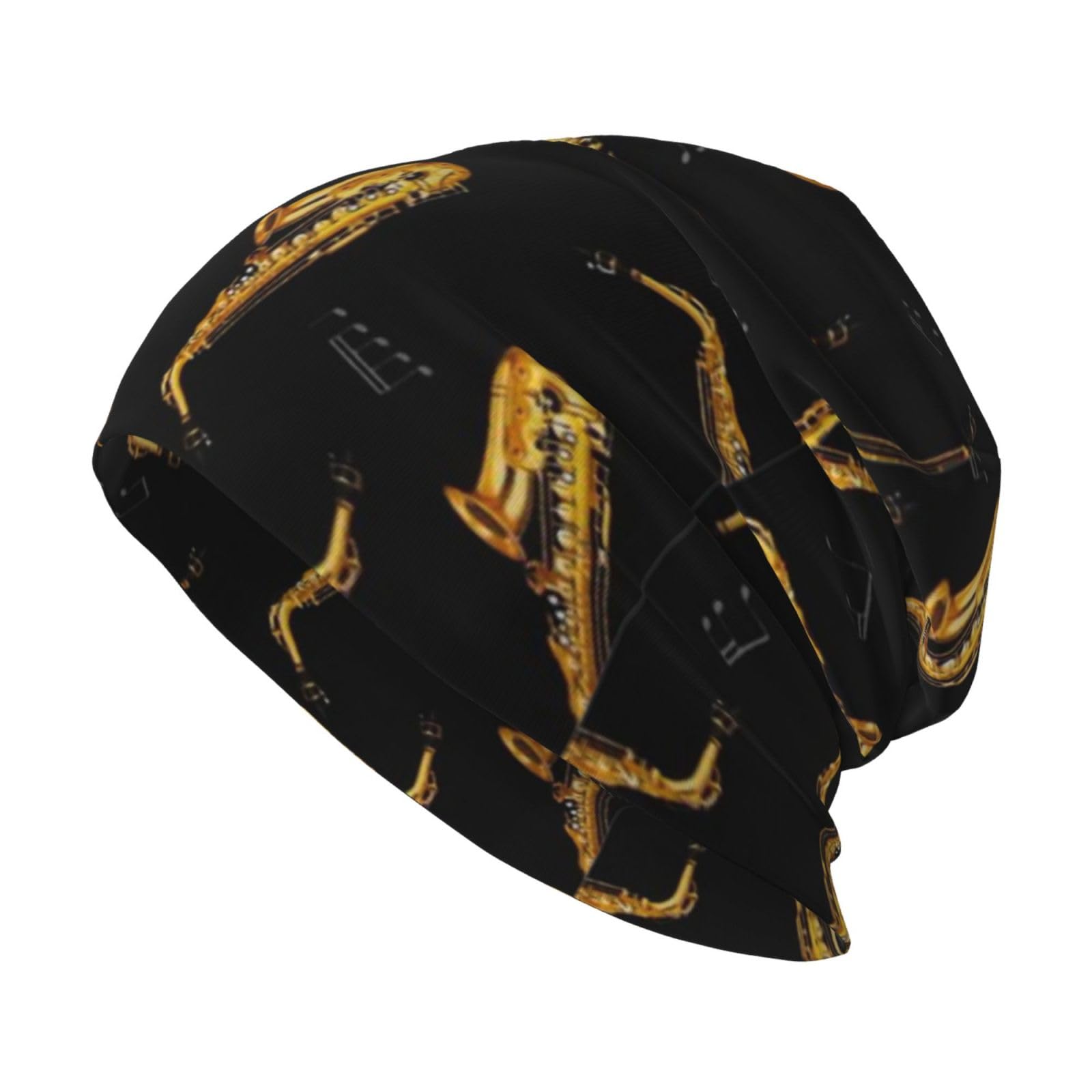 Egomed Unisex As Picture Skull Cap,Knitted Hat Polyester Balaclava Slouchy Beanie Hat Running Hat, Saxophone