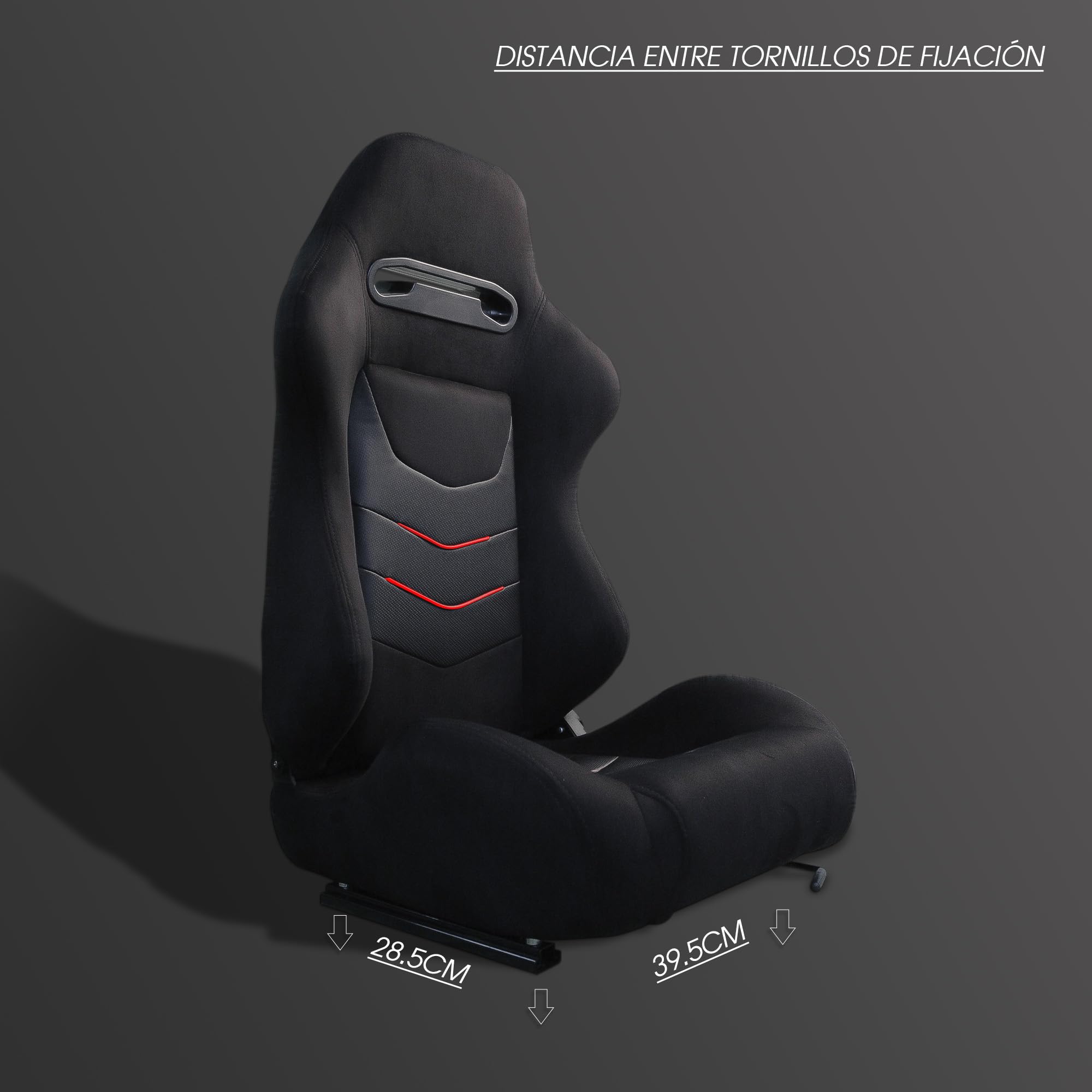 M MODAUTO Semibaquet H-E Alcántara y Detalle en Rojo,Adaptable para Coches.Ríeles Incluidos,Asiento Conductor,Asiento Deportivo(N650/Copiloto)