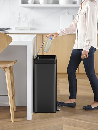 Miniatura 6 de KOHLER K-20956-BST - Cubo de basura con pedal de doble compartimento, con revestimiento, negro con acero inoxidable