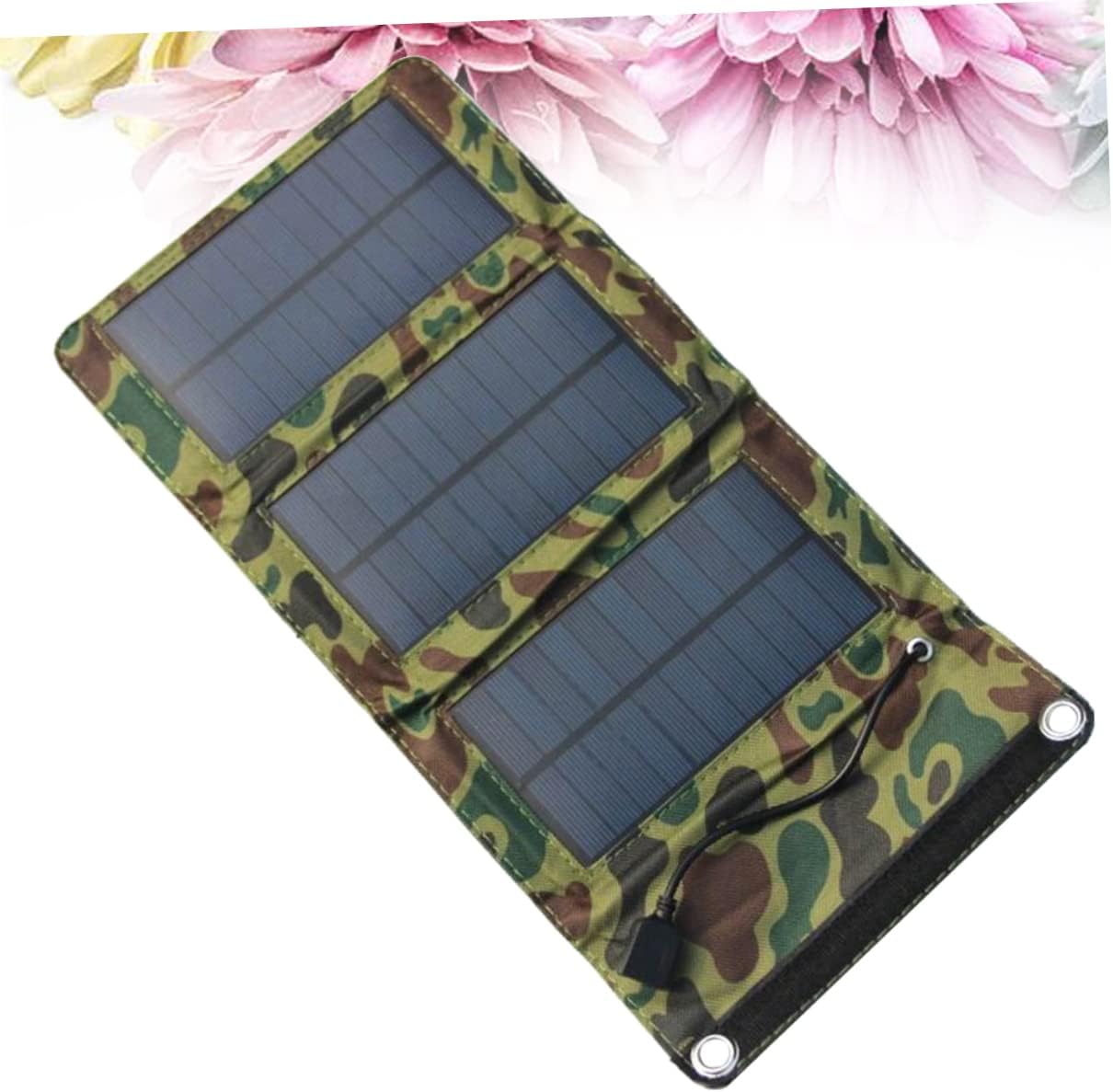 STOBOK Portable Foldable Solar Panel Charger for Outdoor Camping USB Output Solar Power Bank for Phones Tablets GPS Camouflage for Hiking and Emergency Use