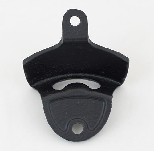 Miniatura 4 de Color Negro Conjunto de 6 " Open aquí "hierro fundido Soporte de pared Abridor de botellas, diseño clásico de réplica