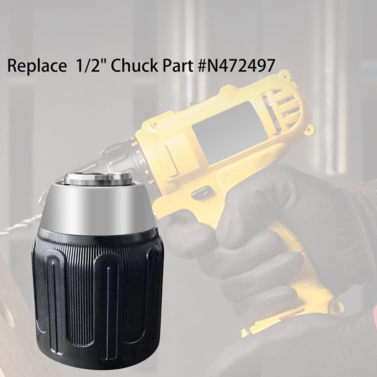 1/2" Drill Chuck replacement for DeWalt DCD771C2 DCD777 DCD777C2 DCD709 DCD771B DCD776 DCD778 DCD771 DW959K2 DCD776C2AR Cordless Drill Part No. N472497,N504250 Keyless Chuck
