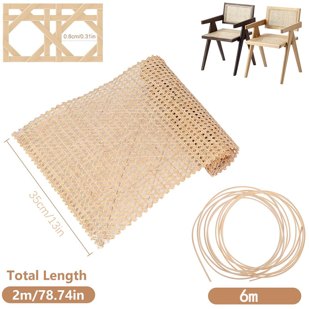 HEYOUTH Larghezza Fettuccia Rattan, Fettuccia Aperta Foglio di Rattan Intrecciato,Larghezza in Rattan,con pressa a Barra Circolare da 2-6 Metri,per Mobili Sedie Armadietti,DIY Craft(2 m x 35 cm)