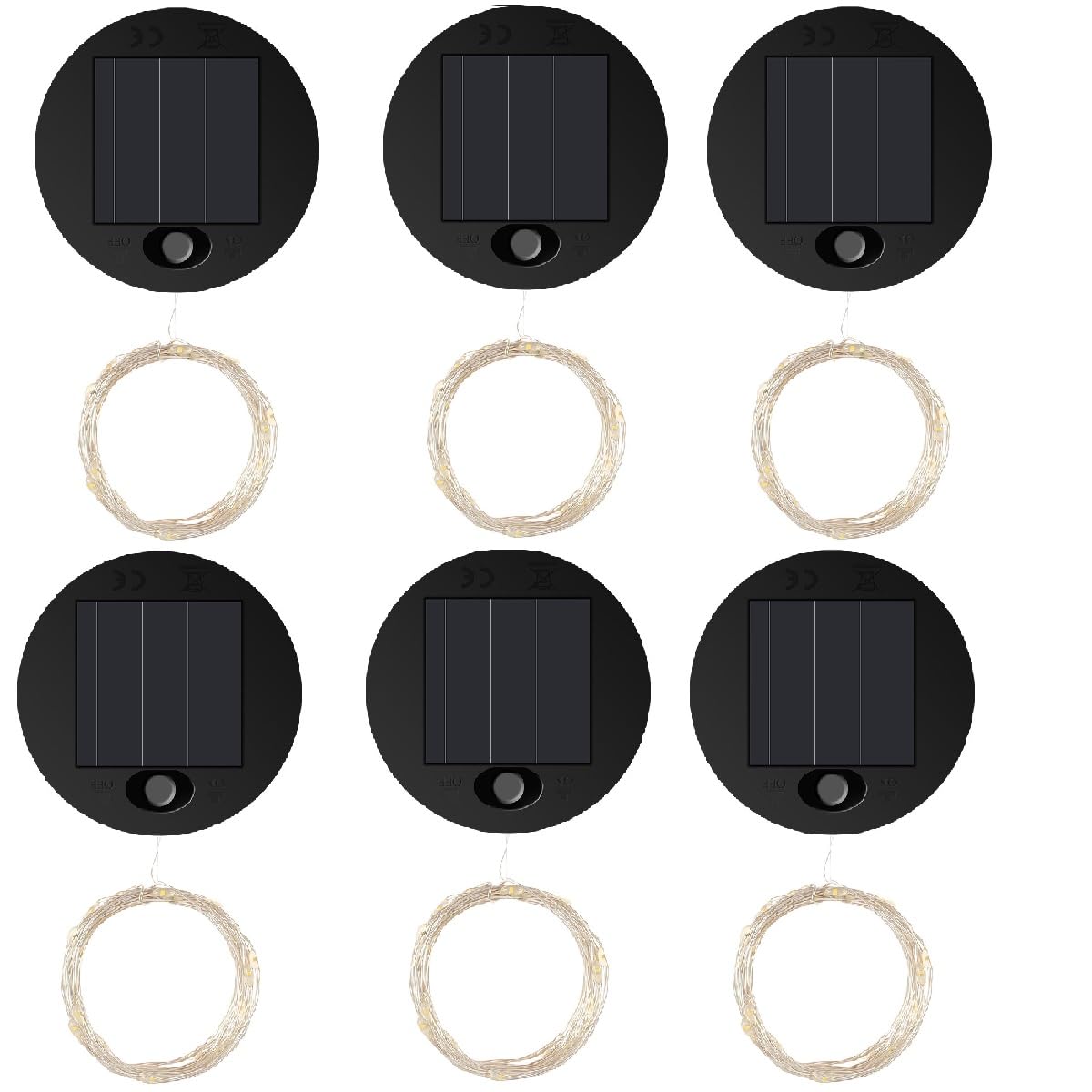 YUNYOUC Solar Lights Replacement Top for Lantern, 7cm Replacement Solar Light Top with 30 LED String Light, DIY Decor for Watering Can Lights Mason Jar Outdoor Garden Lanterns(6PCS Warm White)