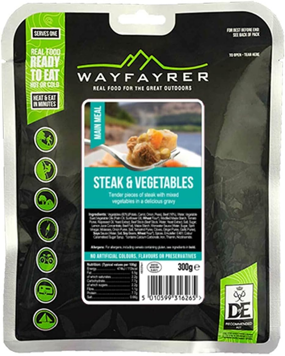 Wayfarer Steak & Vegetables Meal Camping Hiking Food, Green, One Size