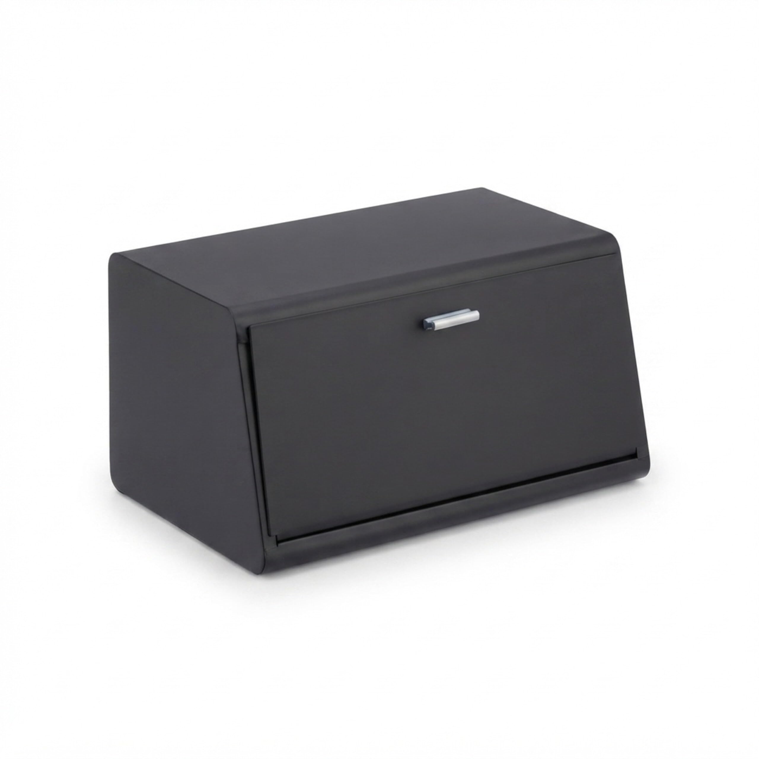 Relaxdays Panera de Acero Inoxidable, Caja de Almacenamiento de Pan, 20,5x34,5x23,5 cm, Guardar Bollería, Metal, Negro