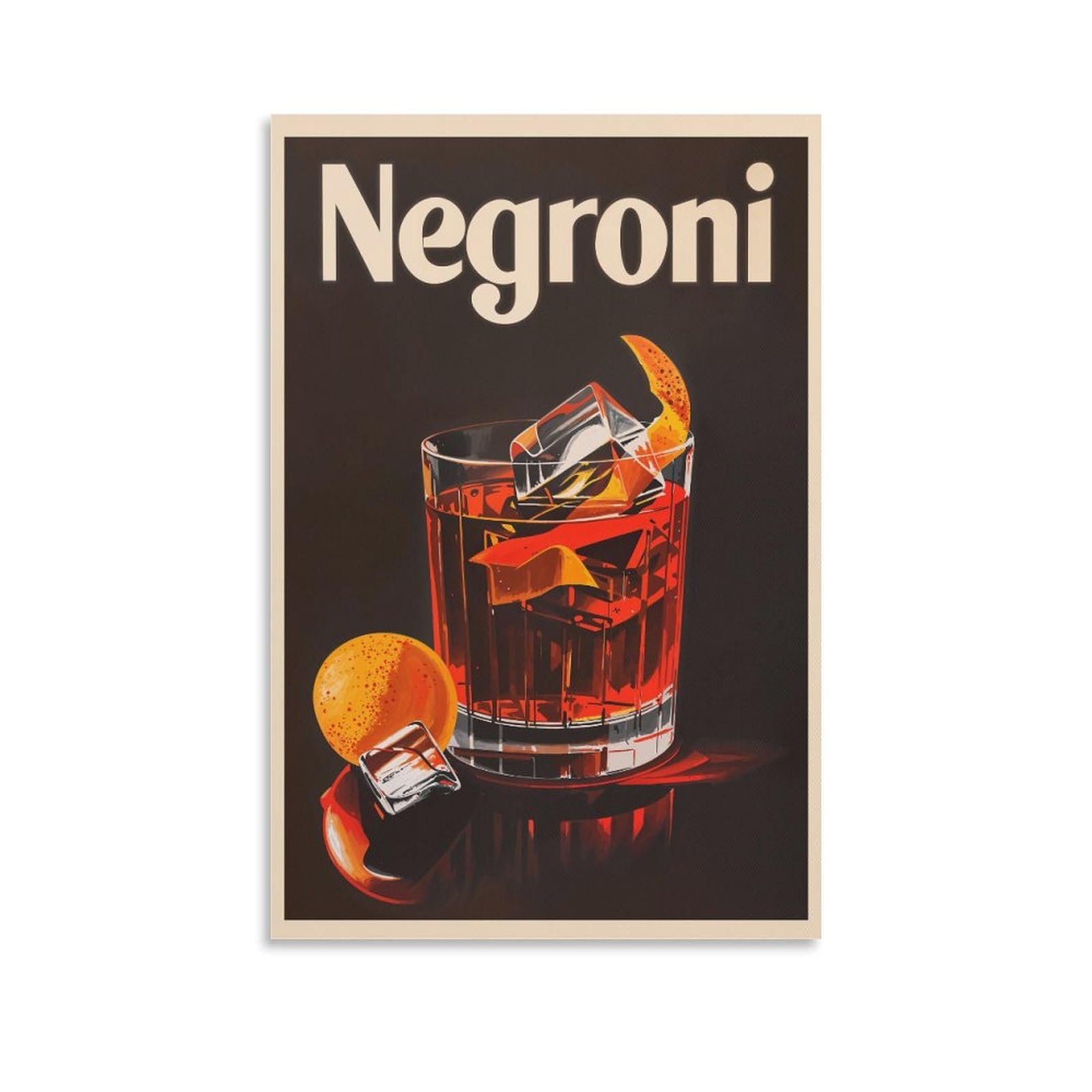 Xjrzhldu Unframe-Style Vintage Italian Cocktail Negroni Bar Pub Decor Poster Canvas Poster Bedroom Decor Landscape Office Room Decor Gift 16X24inch(40X60cm)