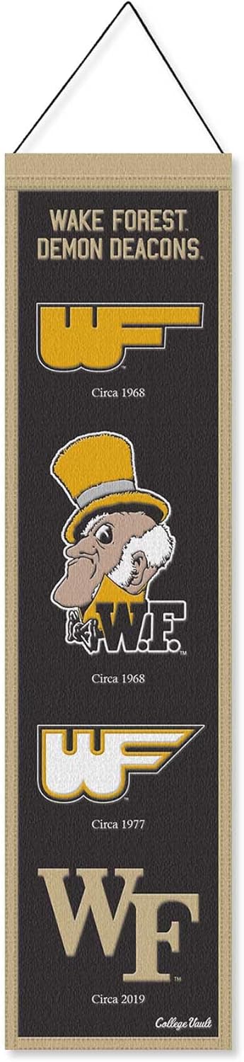 WinCraft Wake Forest University Demon Deacons Evolution 8x32 Inch Vertical Wool Embroidered Hanging Banner