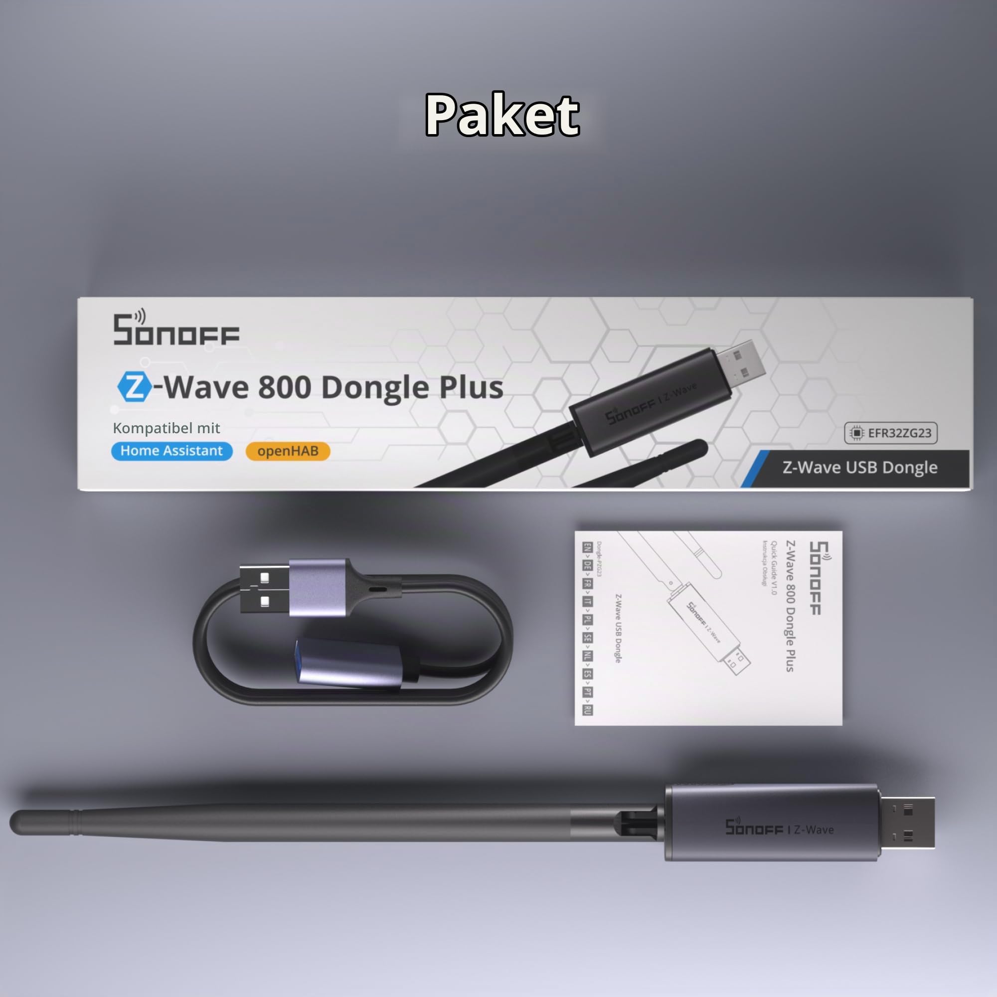 SONOFF Z-Wave 800 Dongle Plus (Dongle-PZG23), USB-Stick mit EFR32ZG23, kompatibel mit Home Assistant und openHAB, S2-Sicherheit, stabile und weitreichende Smart-Home-Steuerung